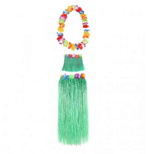 Гавайская юбка зеленая 80 см, топ, ожерелье лея 96 см (зеленый)