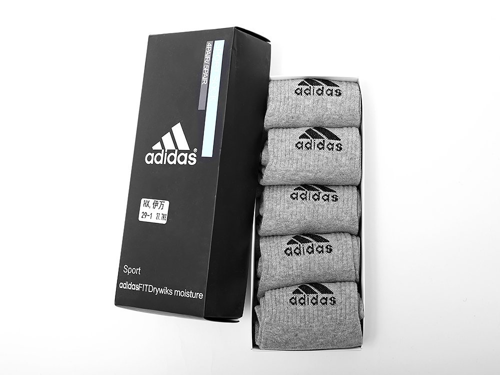 Носки длинные Adidas - 5 пар (серый) - изображение №1