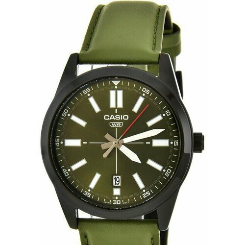 Наручные часы CASIO Часы Casio MTP-VD02BL-3E, черный, зеленый (черный/зеленый)