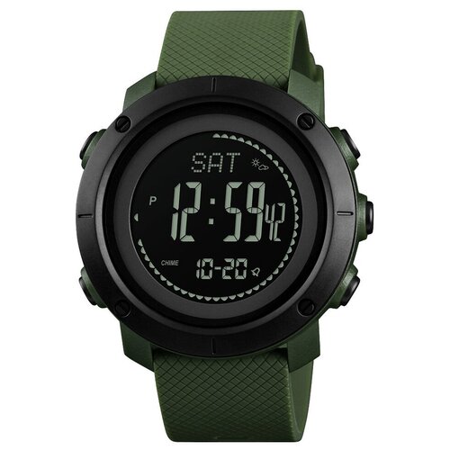 Наручные часы SKMEI Часы мужские с высотомером, барометром, шагомером, компасом SKMEI 1427 - Army Green, зеленый, черный (черный/зеленый)