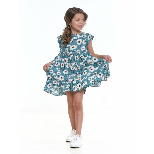 Платье Mini Maxi, вискоза, флористический принт, бирюзовый