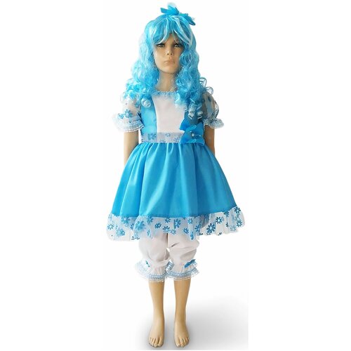 Карнавальный костюм "Мальвина" для девочки ростом 116-122 см, сделает вашего ребенка звездой любой вечеринки (голубой)