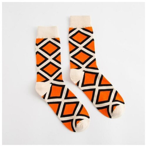 Носки Minaku, бежевый, оранжевый, черный, серый (серый/черный/бежевый/оранжевый)