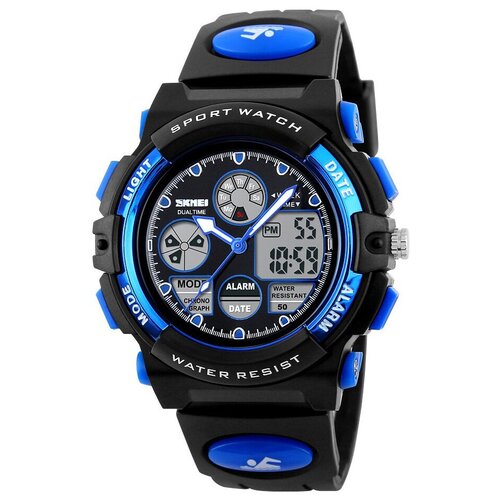 Наручные часы SKMEI Часы Skmei/Скмей 1163, детские, водонепроницаемые, спортивные, Синие, синий, черный (черный/синий)