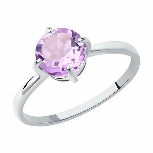 Кольцо кольцо из серебра 92011791, серебро, 925 проба, родирование, аметист, фиолетовый (фиолетовый/сиреневый) - изображение №1