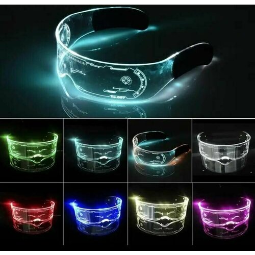 Очки неоновые светящиеся LED прозрачные очки селфи (бесцветный/прозрачный)