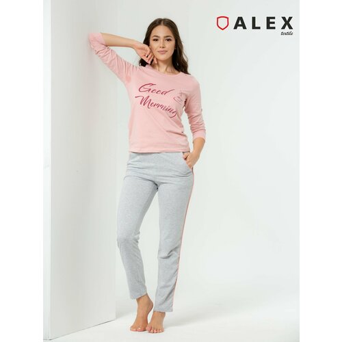 Пижама ALEX Textile, серый, розовый (серый/розовый/серый-розовый) - изображение №1