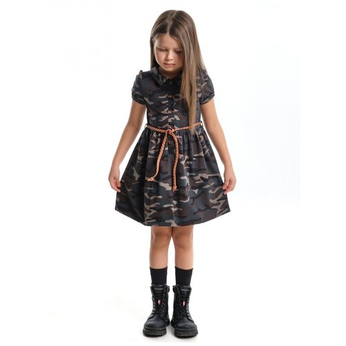 Платье Mini Maxi, хлопок, трикотаж, камуфляжный принт, хаки (камуфляж/хаки)