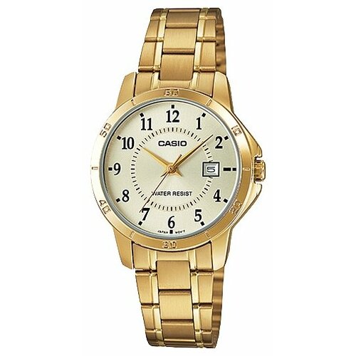 Наручные часы CASIO LTP-V004G-9B, золотой, белый (белый/золотой/золотистый) - изображение №1