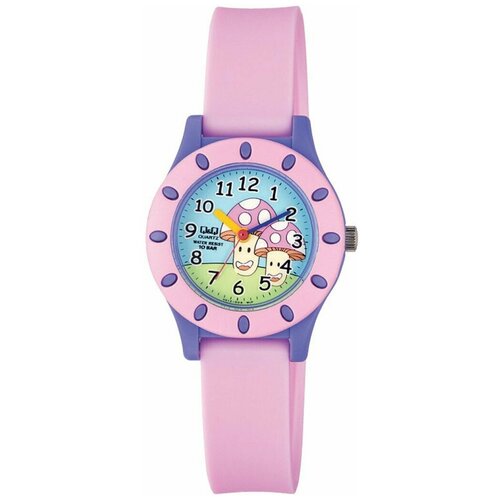 Наручные часы Q&Q, розовый, мультиколор (розовый/фиолетовый/мультицвет)