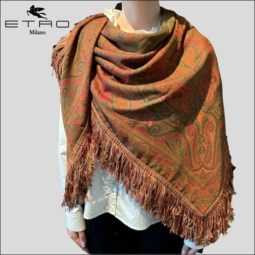 Палантин ETRO, 140х140 см, красный - изображение №1