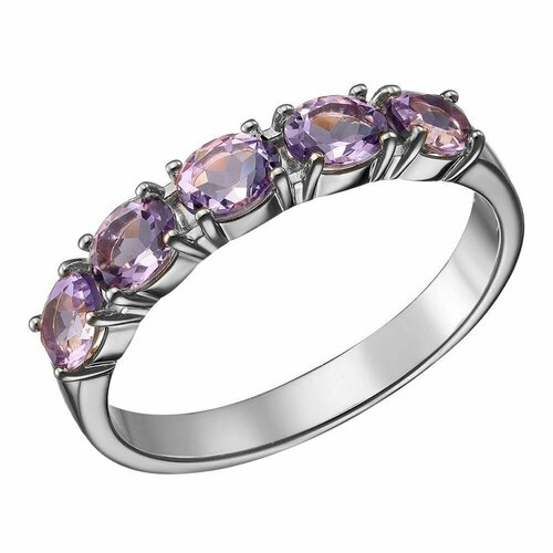 Перстень, серебро, 925 проба, родирование, серебряный, фиолетовый (фиолетовый/серебристый)