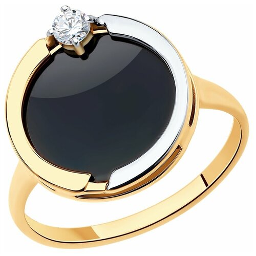 Кольцо Diamant, красное золото, 585 проба, агат, фианит