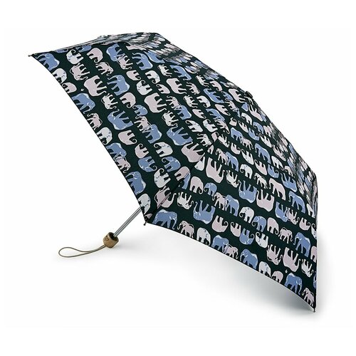 Зонт-трость FULTON, механика, 3 сложения, купол 91 см., 8 спиц, деревянная ручка, синий, черный (черный/синий)