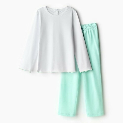 Пижама Minaku, белый, зеленый (зеленый/бирюзовый/белый)