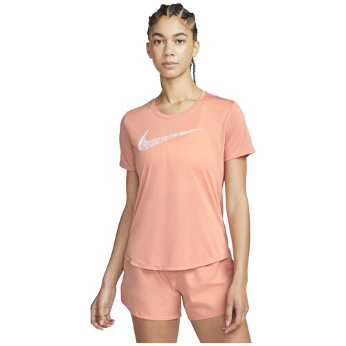 Беговая футболка NIKE, силуэт полуприлегающий, розовый - изображение №1