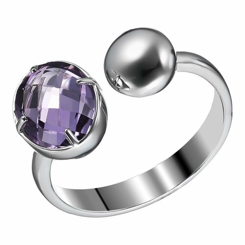 Кольцо, серебро, 925 проба, родирование, серебряный, фиолетовый (фиолетовый/серебристый)