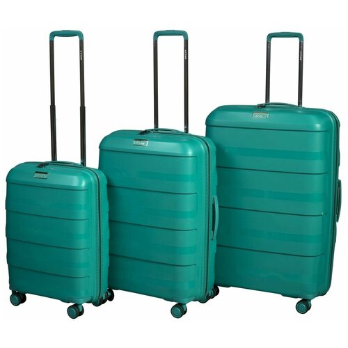Комплект чемоданов L'case, 3 шт., 129 л, зеленый
