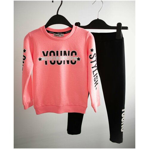 Комплект одежды WANEX, джемпер и легинсы, повседневный стиль, черный, розовый (черный/розовый)