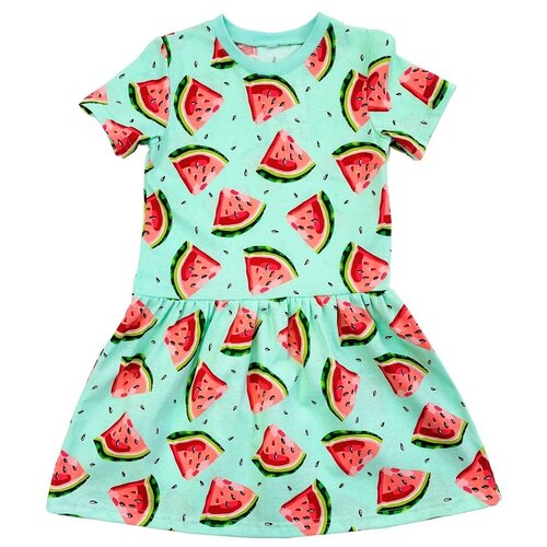 Платье Детский трикотаж 37, мультиколор, зеленый (красный/разноцветный/зеленый/мультицвет)
