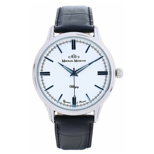 Наручные часы Mikhail Moskvin Часы наручные мужские ММ, белый циферблат, чёрный ремешок, 1067A1L1-1, белый