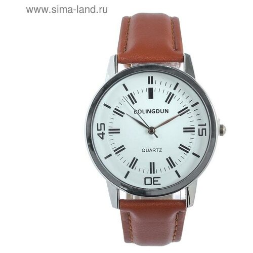Наручные часы Сима-ленд Часы наручные мужские "Bolingdun", d-4 см, ремешок экокожа, коричневые, коричневый - изображение №1