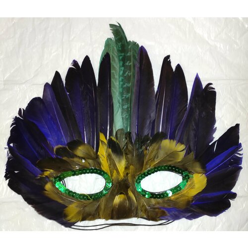 Маска карнавальная с перьями и пайетками. Фиолетовая (разноцветный/фиолетовый)