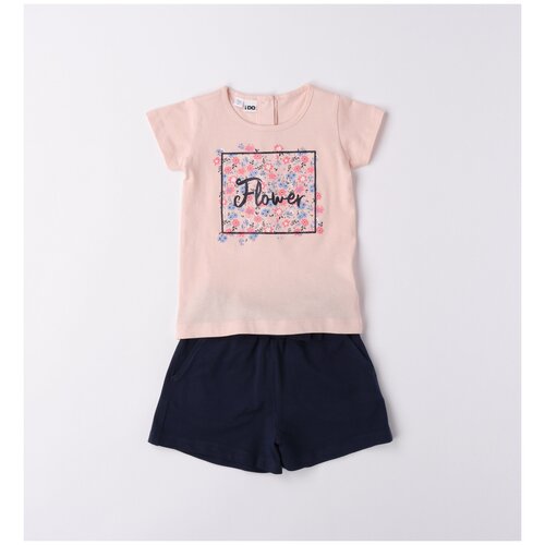 Комплект одежды Ido, футболка и шорты, повседневный стиль, розовый, синий (синий/розовый/светло-розовый)
