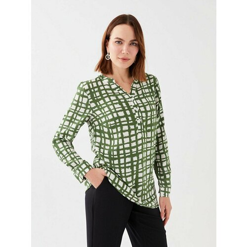 Блуза  Balins, белый, зеленый (зеленый/белый/белый-зелёный) - изображение №1