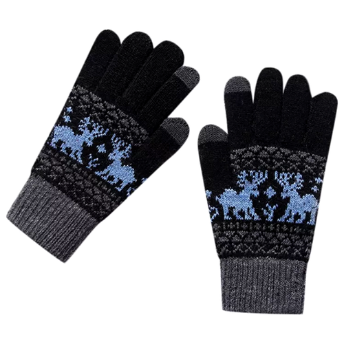 Зимние перчатки Deer с оленями для сенсорных экранов (Black) (черный)