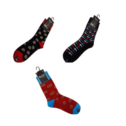 Носки Super socks, 3 пары, мультиколор (черный/мультицвет)