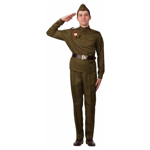 Батик Взрослая военная форма Солдат в брюках, 48 (хаки) - изображение №1