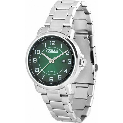 Наручные часы Слава Слава 2351462/100-2115, зеленый, черный (черный/зеленый)
