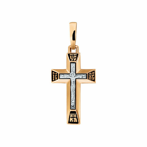 Крестик Аврора, красное золото, 585 проба, эмаль