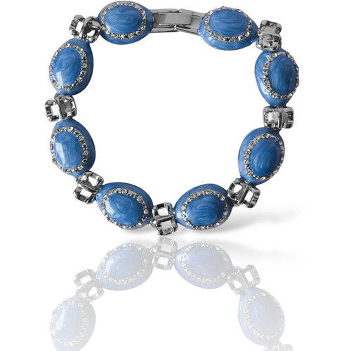 Браслет Северная Венеция, эмаль, кристаллы Swarovski, 1 шт (синий/голубой/серебристый/золотистый)
