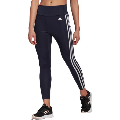 Легинсы  для фитнеса adidas, карманы, черный (черный/синий) - изображение №1