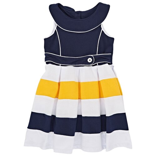 Платье Mini Maxi, хлопок, трикотаж, синий, белый (синий/желтый/белый)