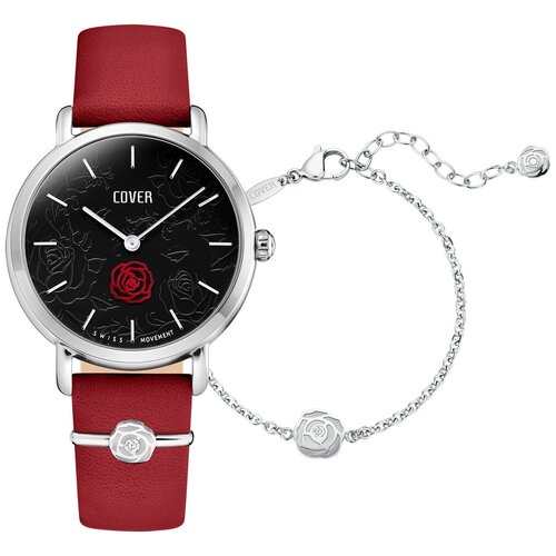 Наручные часы COVER Набор наручные часы и браслет Cover SET. Co1000.01, красный, черный (черный/красный/серебристый)