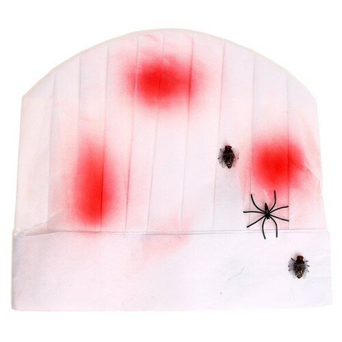 Карнавальная шляпа «Повар» с кровью и пауками (черный/красный/белый)