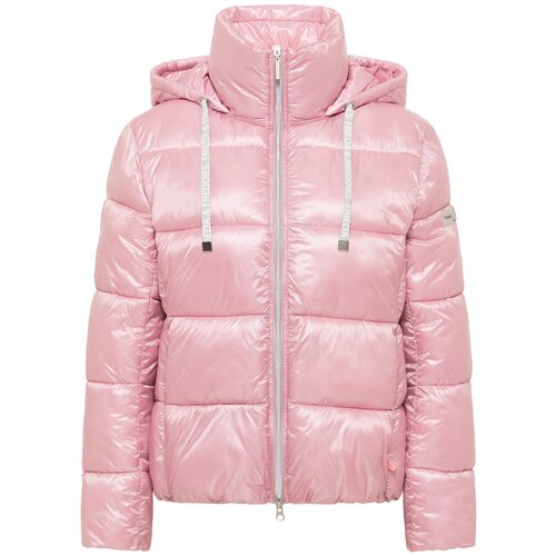 куртка  Frieda & Freddies, демисезон/зима, средней длины, силуэт прямой, стеганая, капюшон, карманы, розовый