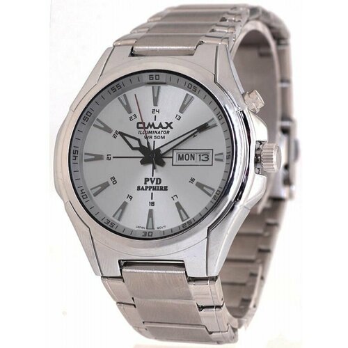 Наручные часы OMAX Часы наручные мужские Omax 00CSL001I008 Гарантия 1 год, серебряный, белый (серебристый/белый)