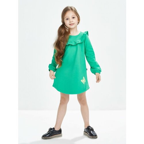 Платье Mini Maxi, футер, хлопок, трикотаж, однотонное, зеленый