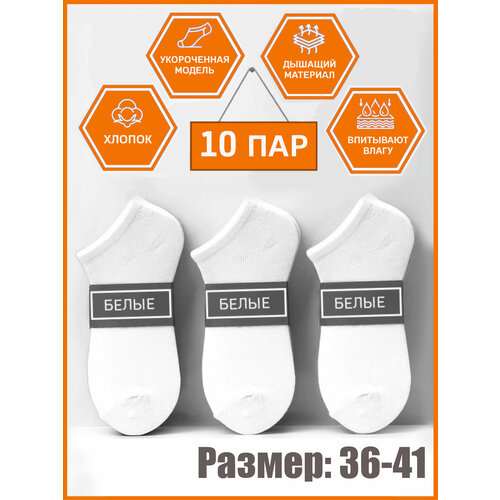 Носки МАСТЕР ХЛОПКА, 120 den, 10 пар, белый - изображение №1