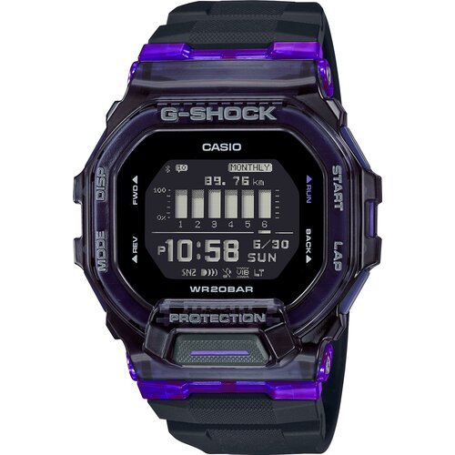 Наручные часы CASIO G-Shock Casio G-Shock GBD-200SM-1A6, черный, фиолетовый (черный/фиолетовый/черный-фиолетовый)