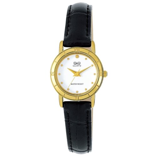Наручные часы Q&Q Q857 J101, черный, золотой (черный/белый/золотистый/золото)