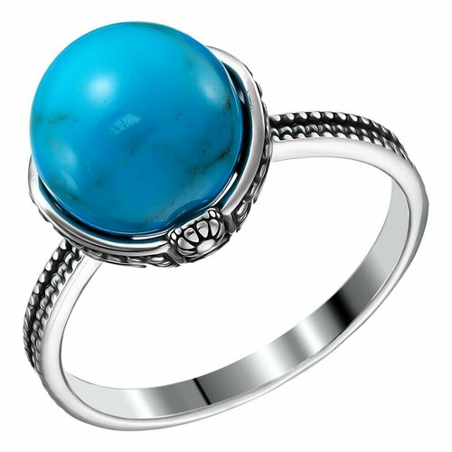 Перстень, серебро, 925 проба, оксидирование, серебряный, голубой (голубой/серебристый)
