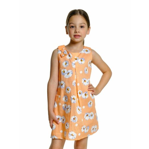 Платье Mini Maxi, хлопок, флористический принт, коралловый