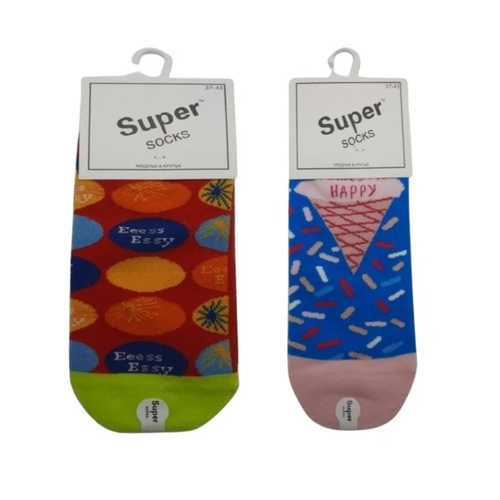 Носки Super socks, 2 пары, мультиколор (голубой/мультицвет)