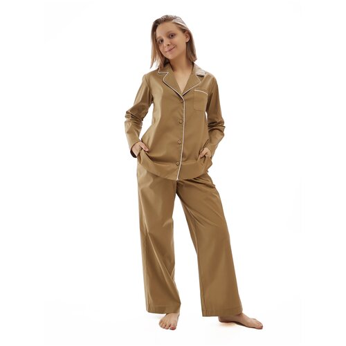 Комплект Sisterhood, брюки, рубашка, длинный рукав, бежевый (песочный/бежевый)