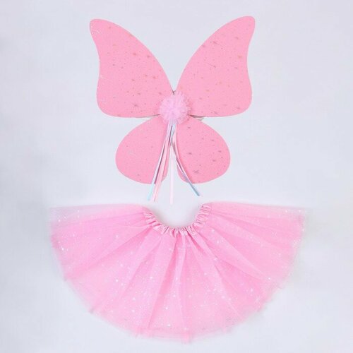 Костюм карнавальный "Бабочка" юбка с крыльями, для девочки 5-7 лет, розовый - изображение №1